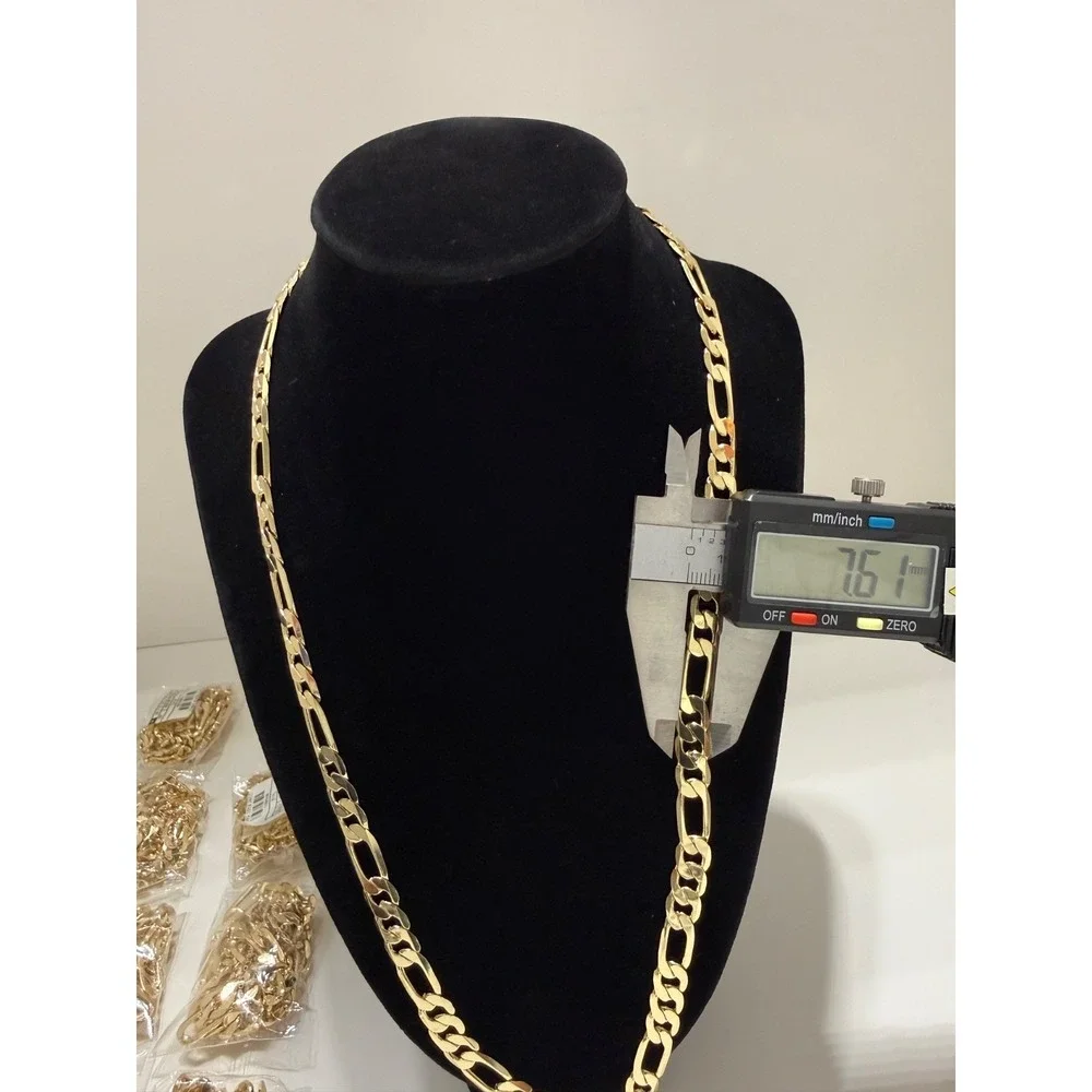 figaro necklace chain 14k gold layered 24 inch 7.5mm lobster clasp